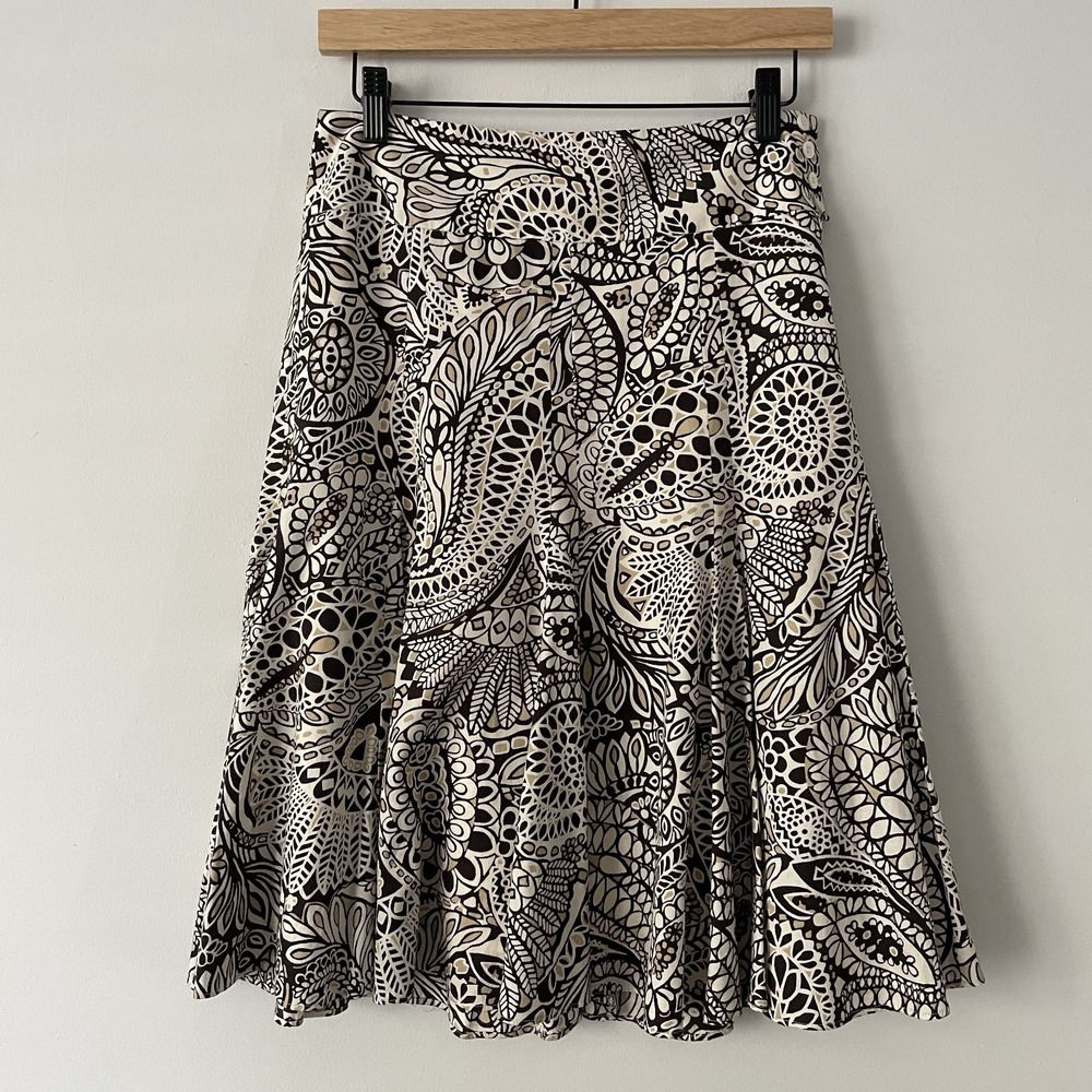 Vintage Y2K Ann Taylor Paisley Floral A-line Skirt Size 0 Western Cowgirl Boho